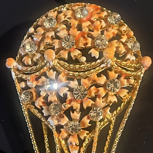 Vintage hot air balloon brooch pin aurora borealis crystals gold - Picture 2 of 10